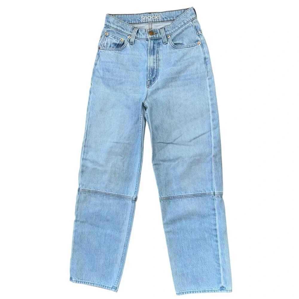 Snacks X Mother Just A Nibble Straight Leg Blue Jeans Womens 24 Western Preppy - Picture 2 of 16